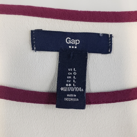 Gap Chiffon Baseball Top Size Large Purple White - Picture 3 of 4